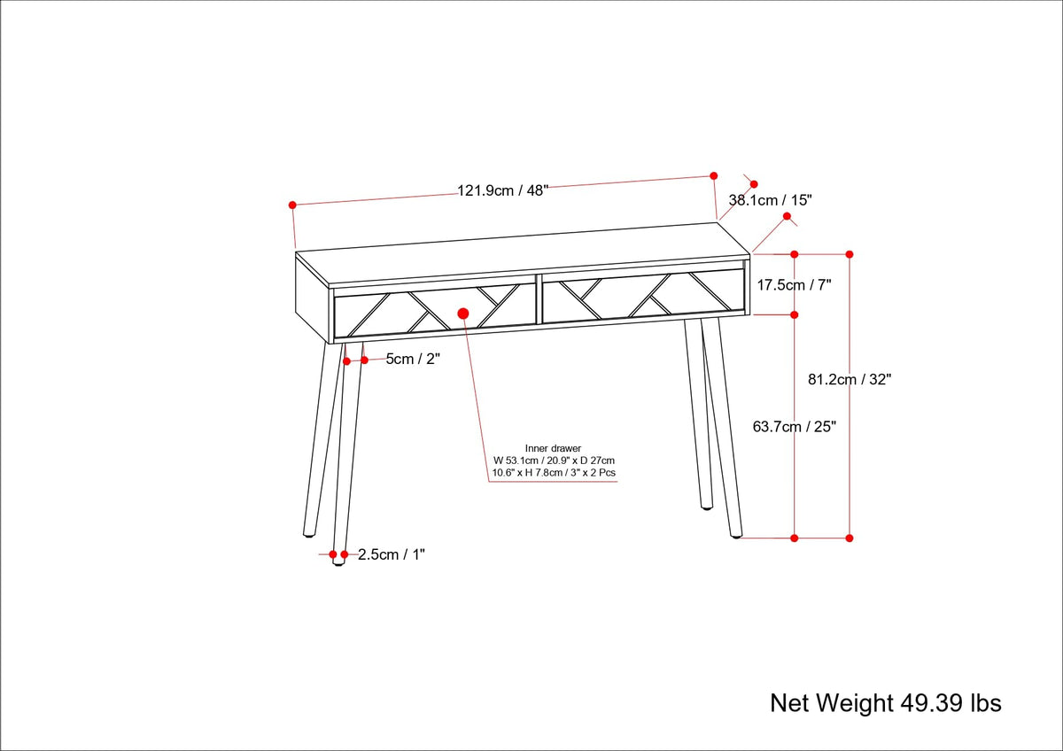 Kitchener 47" Wide Solid Wood 2