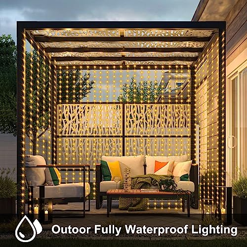 Curtain Lights Battery Operated 6.6×6.6ft with Remote Timer