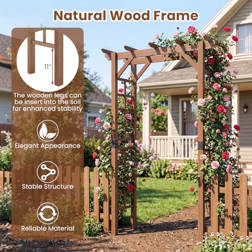7FT Wood Garden Arbor Trellis