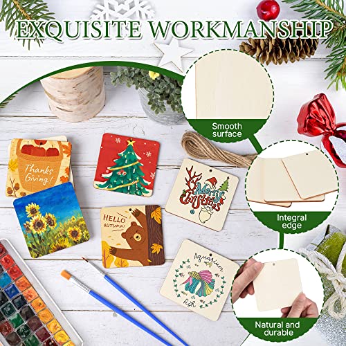50 Pcs Square Wooden Tags (50 Count)