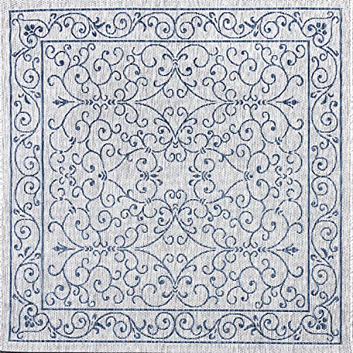 Vintage Filigree Indoor Outdoor Square Area Rug 8X8 Gray