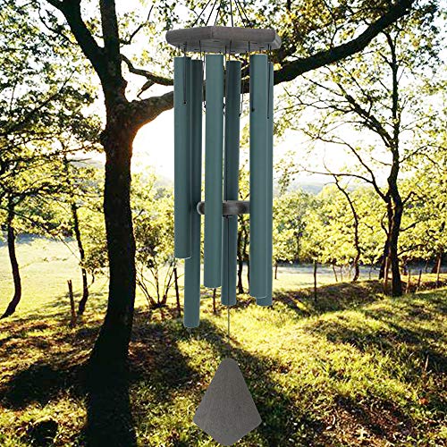 Large Wind Chimes for Outside 36 inch Green Deep Tone Garden Gift Outdoor (6 Count)