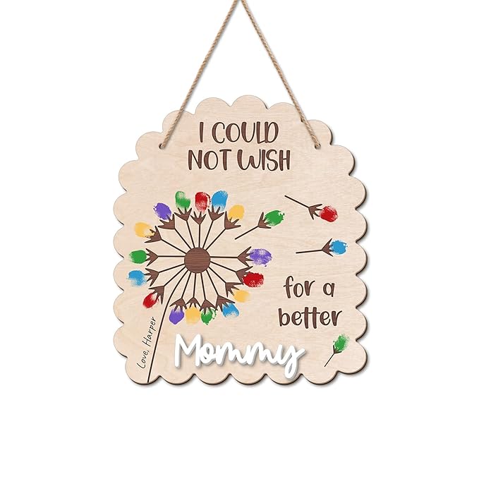 DIY Mothers Day Fingerprints Dandelion Craft Hanging Sign for New Mom Mama, Baby First Mother Day Fingerprints Keepsake Gifts, Dandelion Craft Gift from Kid Activity, Could Not Wish for A Better Mommy