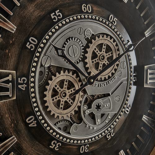 24 Inch Large Wall Clock with Moving Gears