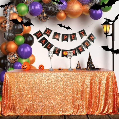 Sequin Tablecloth 50x72 Inch Orange Halloween Thanksgiving Party