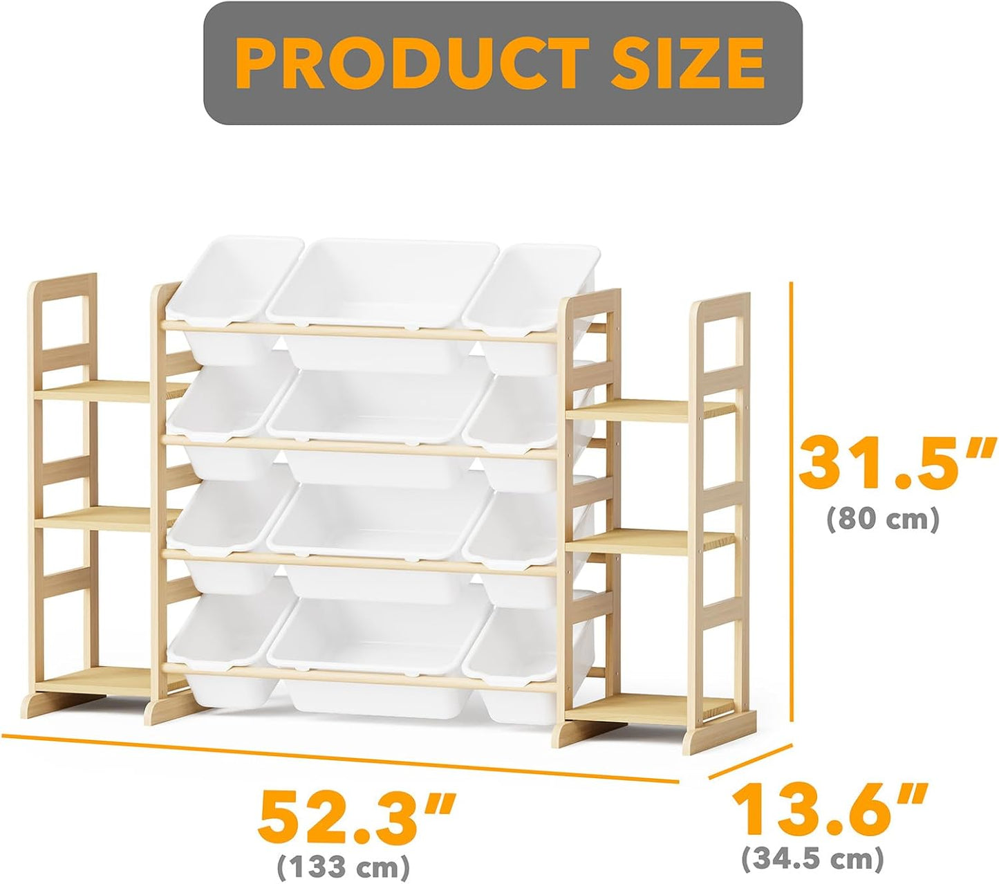 SpaceAid Toy Storage Organizer with 6 Shelves and 12 Bins, Toy Organizers Storage Bookshelf, Kids Bin Shelf Toys Box Bookcase for Bedroom Playroom Organization Room Decor, White - NestledHome