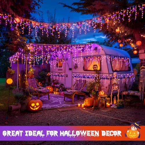 Orange and Purple Halloween Lights Outdoor (38.8 Foot)