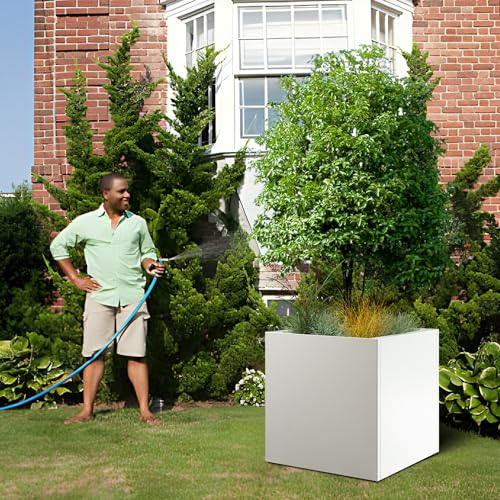 White Steel Planter Box 26 Inch
