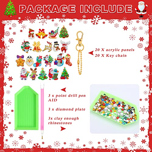 20 Pcs Diamond Art Kit for Adult Christmas Ornaments (20 Count)