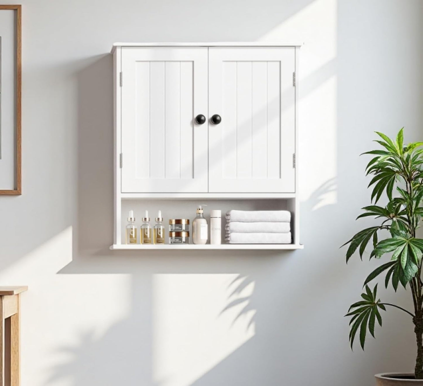 Bathroom Cabinet Wall-Mounted, White Storage Cabinets with Adjustable Shelves, Space-Saving Organizer with 2 Doors for Bathroom, Laundry, Kitchen - Moisture Resistant & Easy Install - NestledHome