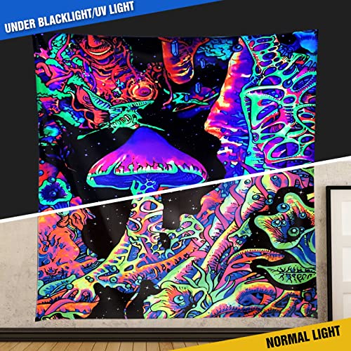 Blacklight Mushroom Tapestry