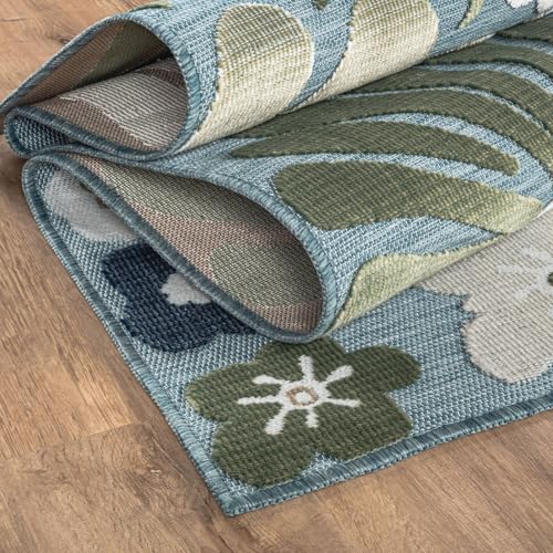 Outdoor Rug 9x12 Large Modern Floral Tropical Area Rugs for Outdoor and Indoor Patio Easy to Clean Non Shedding Living Room Porch Garden Washable Outside Carpet (108 Sq Ft)