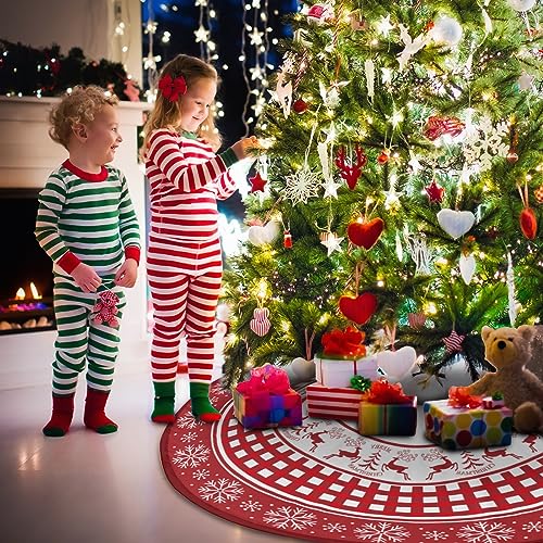 Christmas Tree Skirt 48inch Red Deer Rustic Xmas Decor for Party