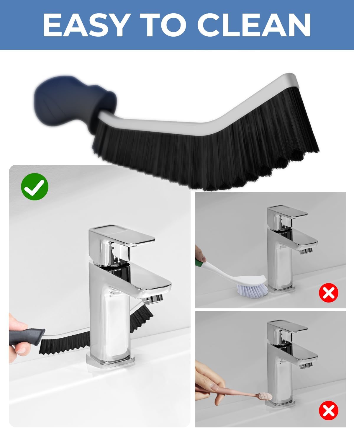 Crevice Cleaning Brushes, Cleaner Scrub Brush Tool for Hard to Reach Tight Space, Home Essentials, Serrated Scrub Brushes, Cleaning Supplies for Shower, Bathroom, Kitchen, Toilet (2, Black) - NestledHome