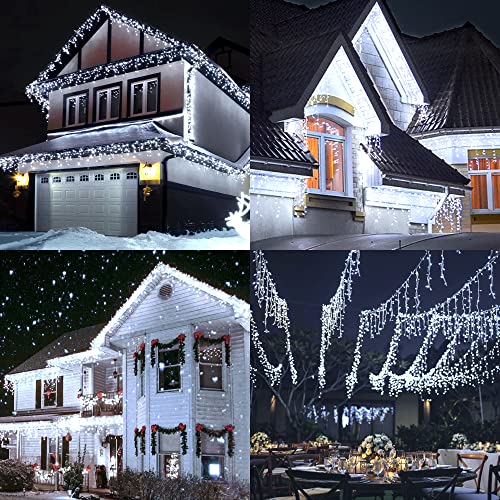 33FT 360 LED White Christmas Icicle Lights