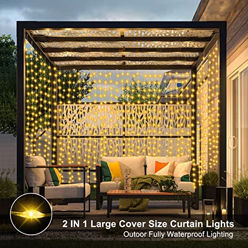 Curtain Lights Battery Operated 6.6 x 6.6Ft Warm White & Multicolor (200 Count)