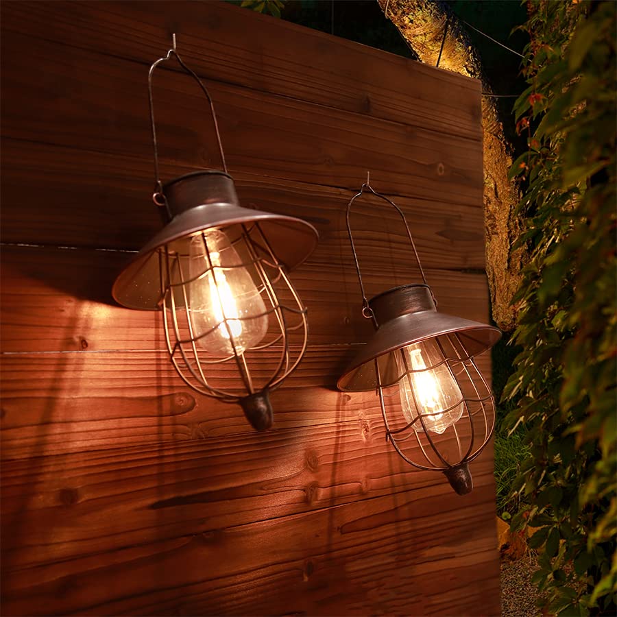6 Pack Solar Lantern Hanging Waterproof Outdoor Metal Solar Lamp with Warm White Light Decorate for Yard Garden Pathway Patio Porch (6 Count)