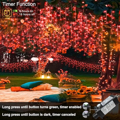 66ft Red Icicle Lights Indoor for Bedroom