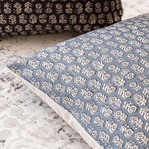 Decorative Floral Print Throw Pillow Covers 18×18 Dusty Blue (2 Count)