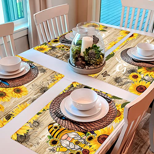 Sunflower Plastic Placemats Set of 6 Summer Table mats 17×13×0.04in (6 Count)