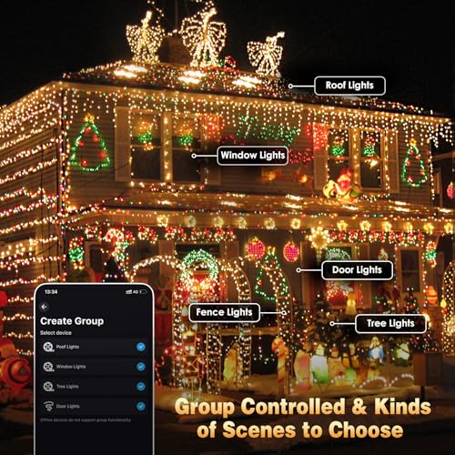 Smart Color Changing Halloween Light 198FT 600 LED Orange Purple App Remote