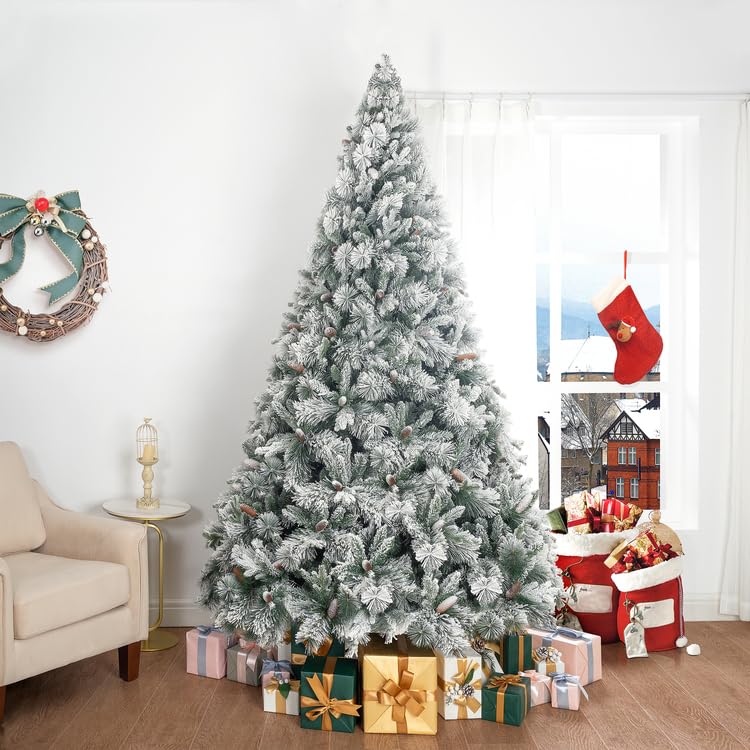 7.5ft Snow Flocked Christmas Tree with Lights