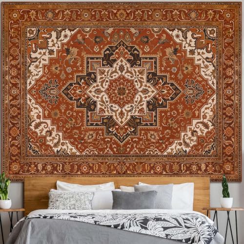 Vintage Floral Tapestry Wall Hanging Hippie Indian Bohemian Mandala Tapestry Aesthetic Retro Carpet Brown Small Tapestries for Mural Bedroom Living Room Dorm Decor 60 x 44 Inch