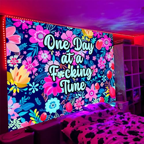 Blacklight Floral Quote Tapestry