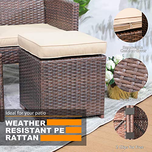 2 Pieces Assembled Outdoor Patio Ottoman