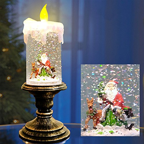 Santa Christmas Snow Globe Flameless Candle Battery Operated