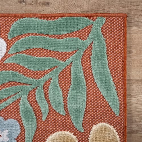 Outdoor Rug 5x7 Modern Floral Tropical Area Rugs for Outdoor and Indoor Patio Easy to Clean Non Shedding Living Room Porch Garden Washable Outside Carpet (35 Sq Ft)