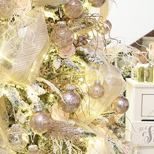 24 Pack Clear Christmas Ball Ornaments with Fillers (24 Count)