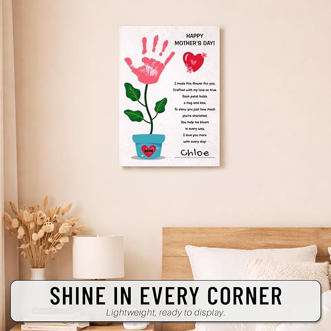 MIKAYENUS Mother's Day Handprint Craft - Baby Handprint Kit for Kids - Handmade Gifts for Mom & Grandma - DIY Art Activities - First Mother's Day Craft Gift - Kids Art Project Set