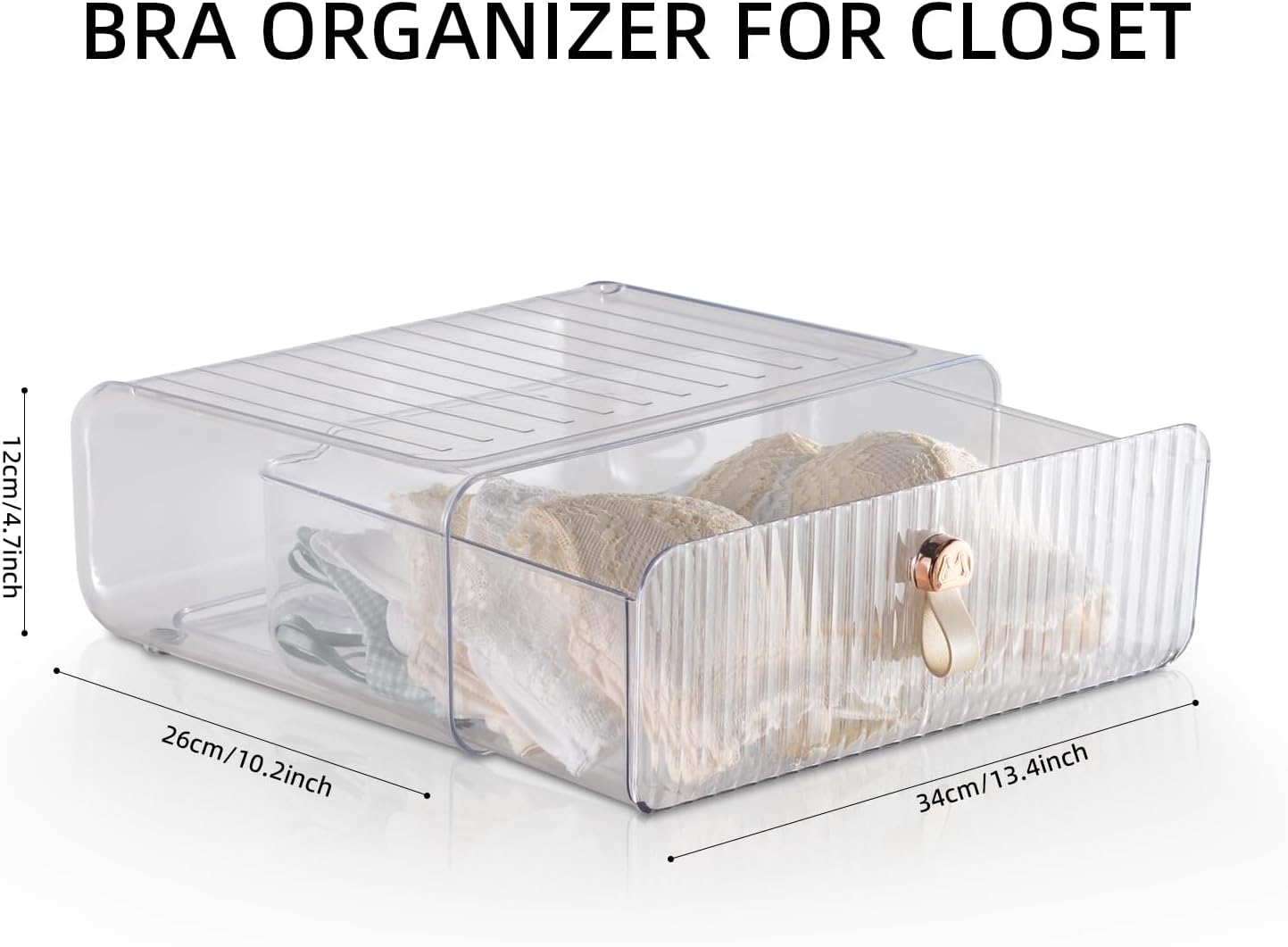 Underwear Drawer Organizer, Stackable Bra Organizer for Closet, 1 Cell Bra Storage, Sock and Underwear Organizer, Closet Organizers and Storage Drawer for Bra, Socks, Tie, Belt, Scarf - NestledHome