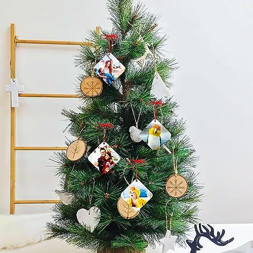 Personalized Christmas Ornaments 2025 Wood Custom Picture Text Hanging Ornament Customized Christmas Tree Decorations Keepsake Gift for Family Couples Xmas Tree Home Decor