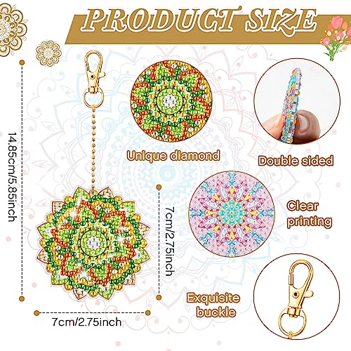 20 Pcs Diamond Art Painting Keychain Kits Double Sided