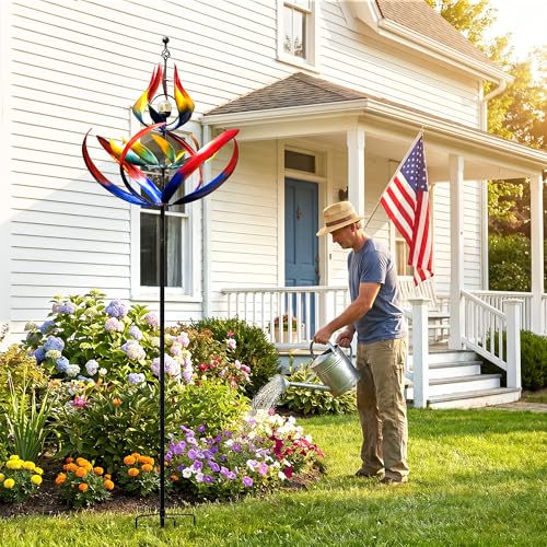 107" Large Solar Wind Spinner Outdoor Metal