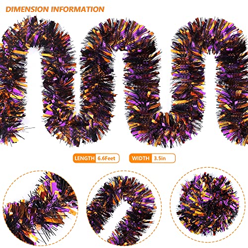 4 Pieces 26.4 Ft Halloween Tinsel Garland Metallic Shiny Twist Garland Hanging Decorations for Halloween Party Indoor and Outdoor Decor (26.4 Foot)