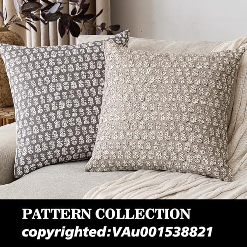 Decorative Floral Print Throw Pillow Covers 18×18 Inch (2 Count)