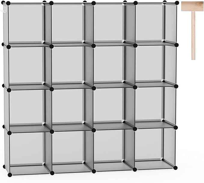 C&AHOME Plastic 16-Cube Grey UPCS16G