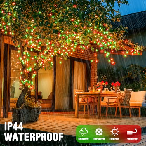 100 LED Connectable Red and Green Christmas Lights with 8 Modes (33 Foot)