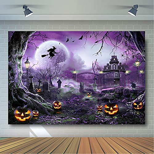 10x7ft Purple Halloween Backdrop Spooky Photography Background
