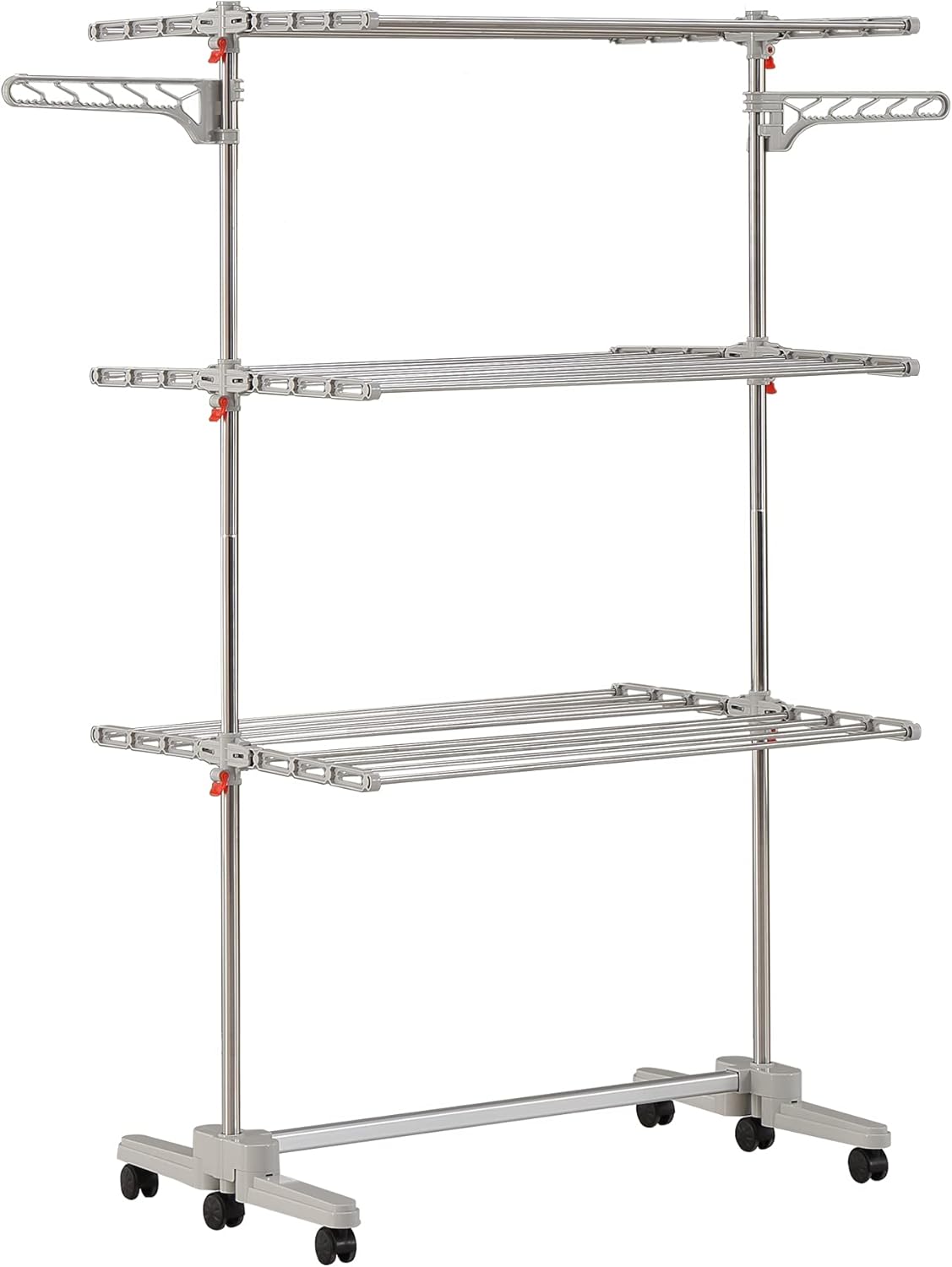 Foldable Laundry Drying Rack with Wheels - 48 Drying Rods, Heavy Duty, Movable, Perfect for Clothes, Duvet, Socks, Bed Linen, Sheets, 6 Wings - NestledHome