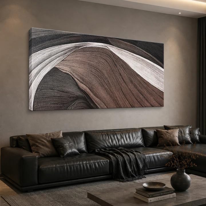 Abstract Wall Art Brown Canvas Art Wall Decor Artwork Abstract Wall Decor Modern Minimalist Decor Canvas Painting Black And White Bathroom Bedroom Office 20"X40"