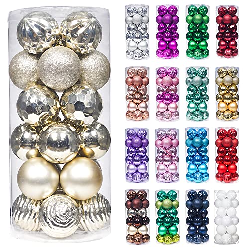 24ct Christmas Ball Ornaments Shatterproof Xmas Tree Hanging Balls Decorations Perfect for Holiday Wedding Christmas Decor (24 Count)