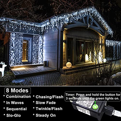 White Christmas Lights Outdoor Icicle lights for Outside 66ft 640 LEDs