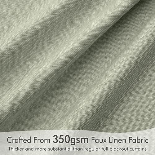 100% Blackout Back Tab Pleat Linen Curtains 50" Wx90 L (2 Count)
