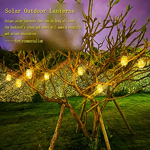12 Pack Gifts for Him Her Solar Lanterns Outdoor Waterproof Upgraded Crystal Glass Solar Mason Jar Lights 30 LED 215% Larger SolarPanel（Just a Little More (12 Count)