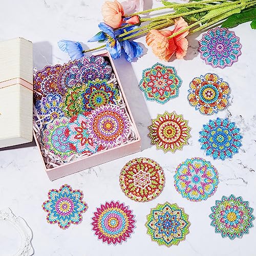 20 Pcs Diamond Art Painting Keychain Kits Double Sided