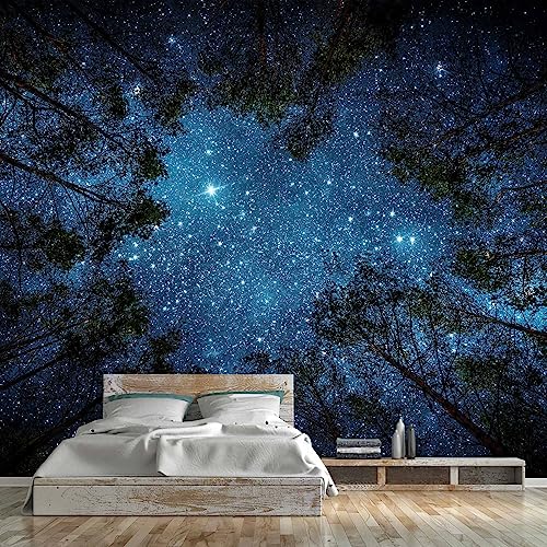Forest Night Starry Sky Mural Wallpaper for Living Room Ceiling (51.52 Sq Ft)